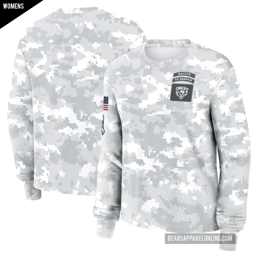 Women's Chicago Bears Arctic Camo 2024 Salute To Service Long Sleeve T-Shirt