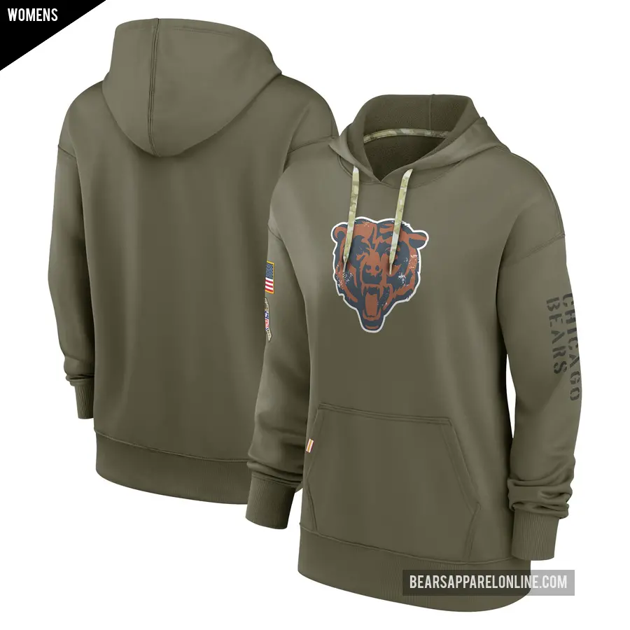 Women's Chicago Bears Olive 2022 Salute to Service Performance Pullover Hoodie