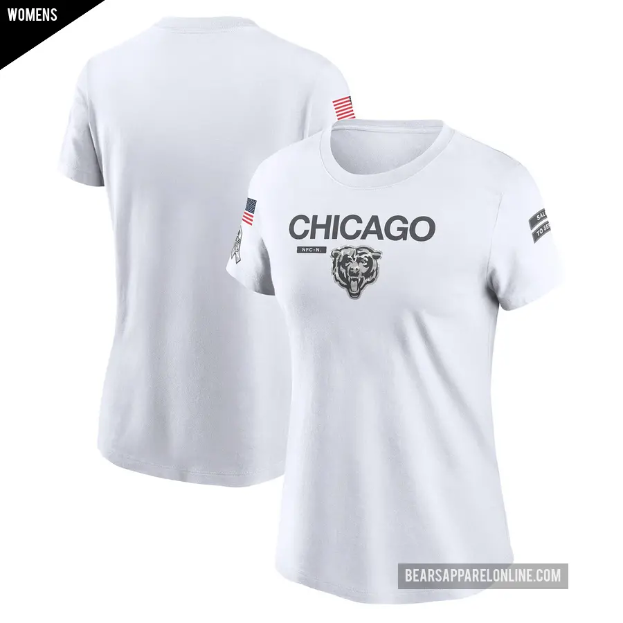 Women's Chicago Bears White Legend 2024 Salute To Service Performance T-Shirt