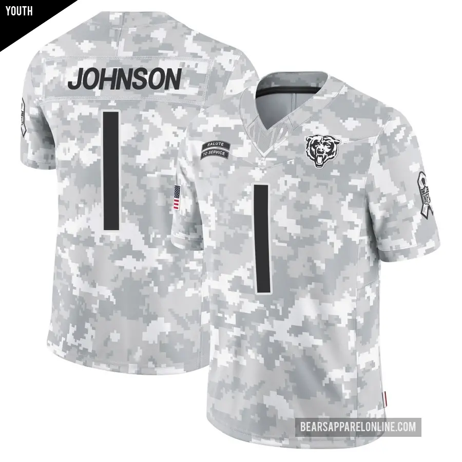 Youth Chicago Bears ＃1 Jaylon Johnson Arctic Camo Limited 2024 Salute to Service Jersey