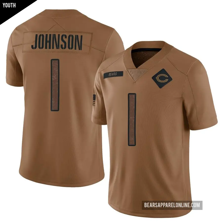 Youth Chicago Bears ＃1 Jaylon Johnson Brown Limited 2023 Salute To Service Jersey