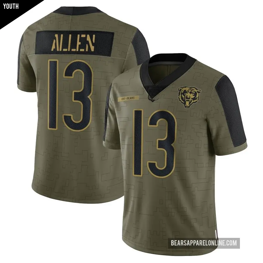 Youth Chicago Bears #13 Keenan Allen Olive Limited 2021 Salute To Service Jersey