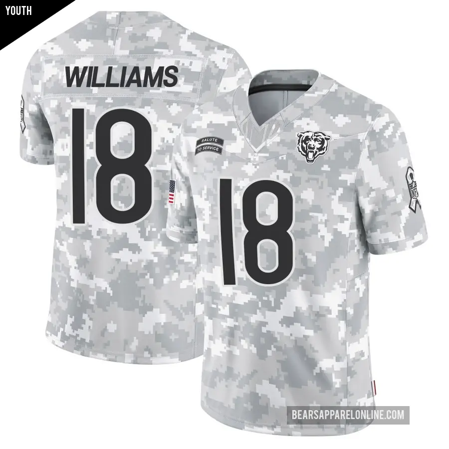 Youth Chicago Bears ＃18 Caleb Williams Arctic Camo Limited 2024 Salute to Service Jersey