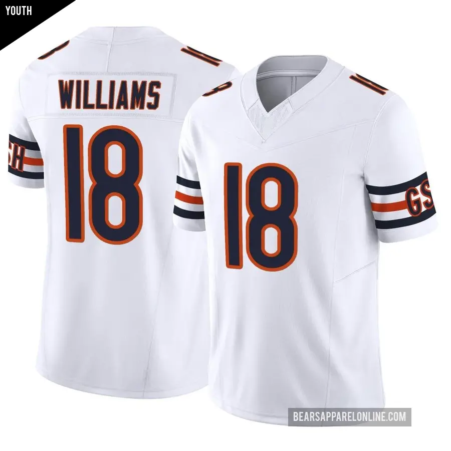Youth Chicago Bears ＃18 Caleb Williams White Limited Vapor F.U.S.E. Jersey
