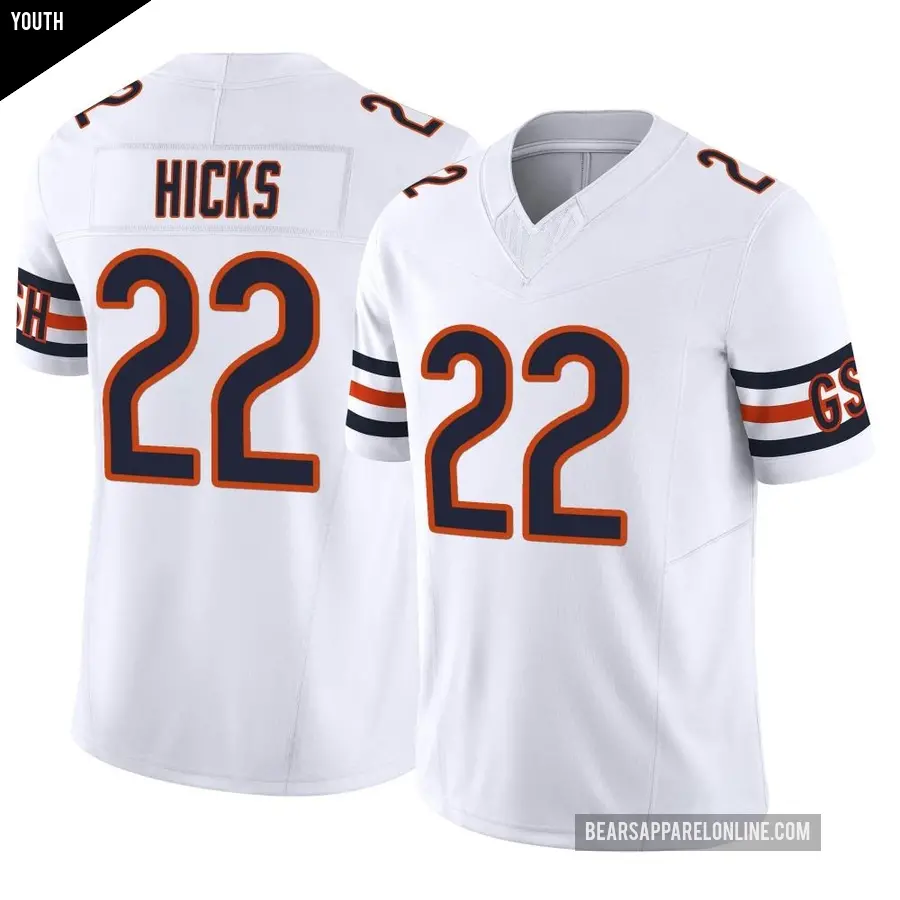 Youth Chicago Bears ＃22 Elijah Hicks White Limited Vapor F.U.S.E. Jersey