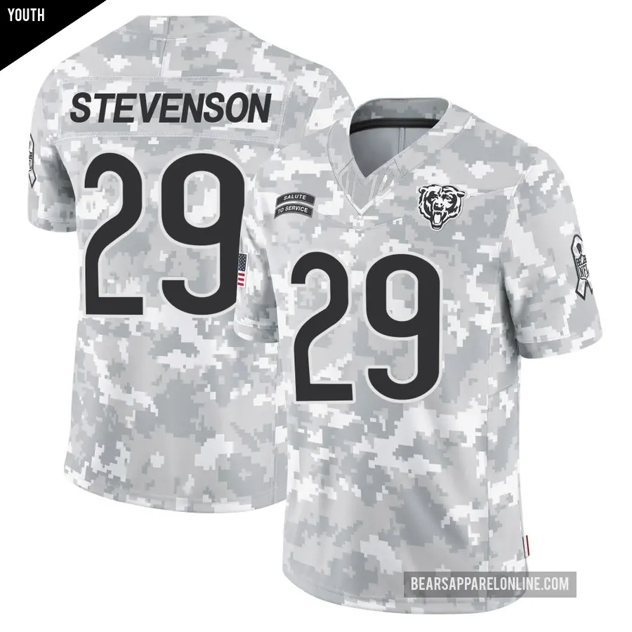 Youth Chicago Bears ＃29 Tyrique Stevenson Arctic Camo Limited 2024 Salute to Service Jersey