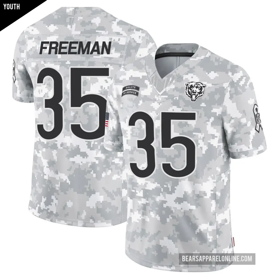 Youth Chicago Bears ＃35 Royce Freeman Arctic Camo Limited 2024 Salute to Service Jersey
