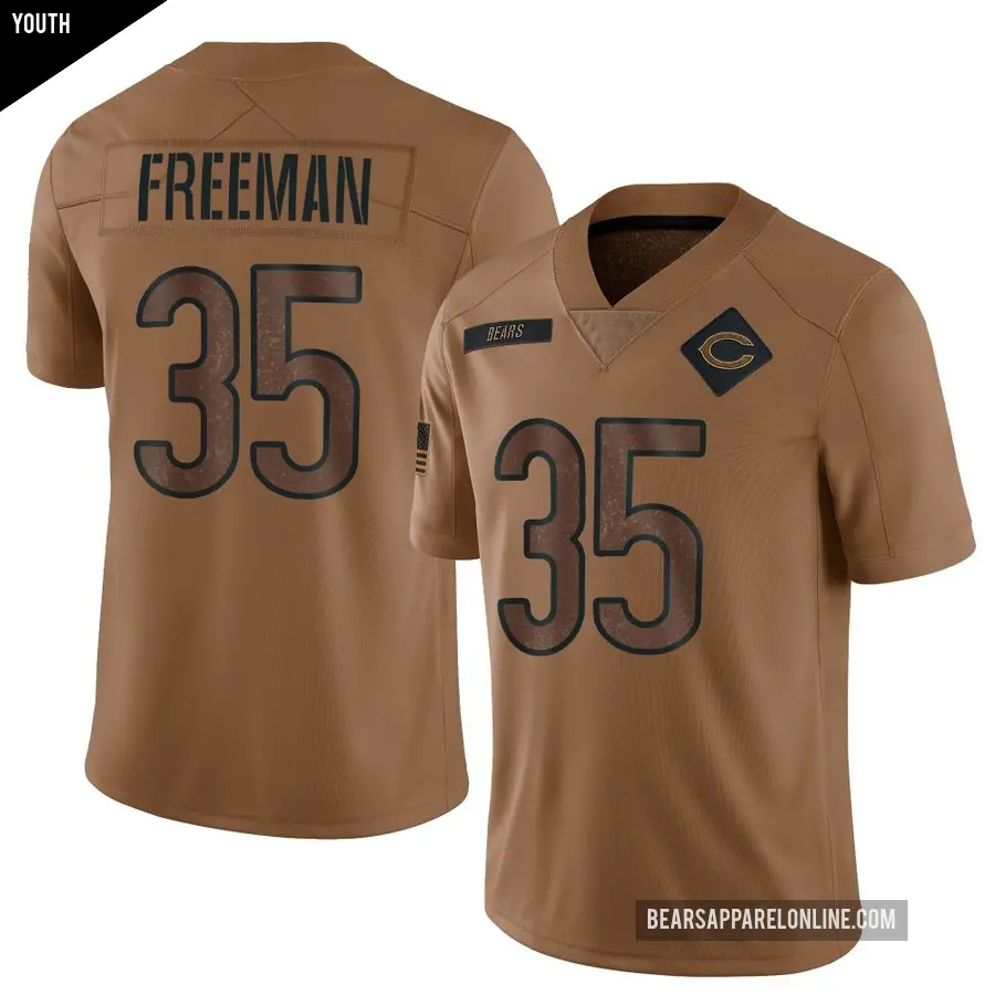 Youth Chicago Bears ＃35 Royce Freeman Brown Limited 2023 Salute To Service Jersey