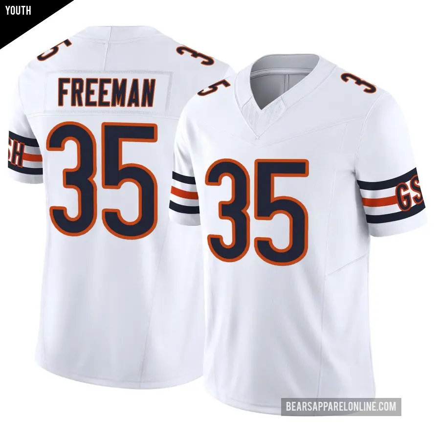 Youth Chicago Bears ＃35 Royce Freeman White Limited Vapor F.U.S.E. Jersey