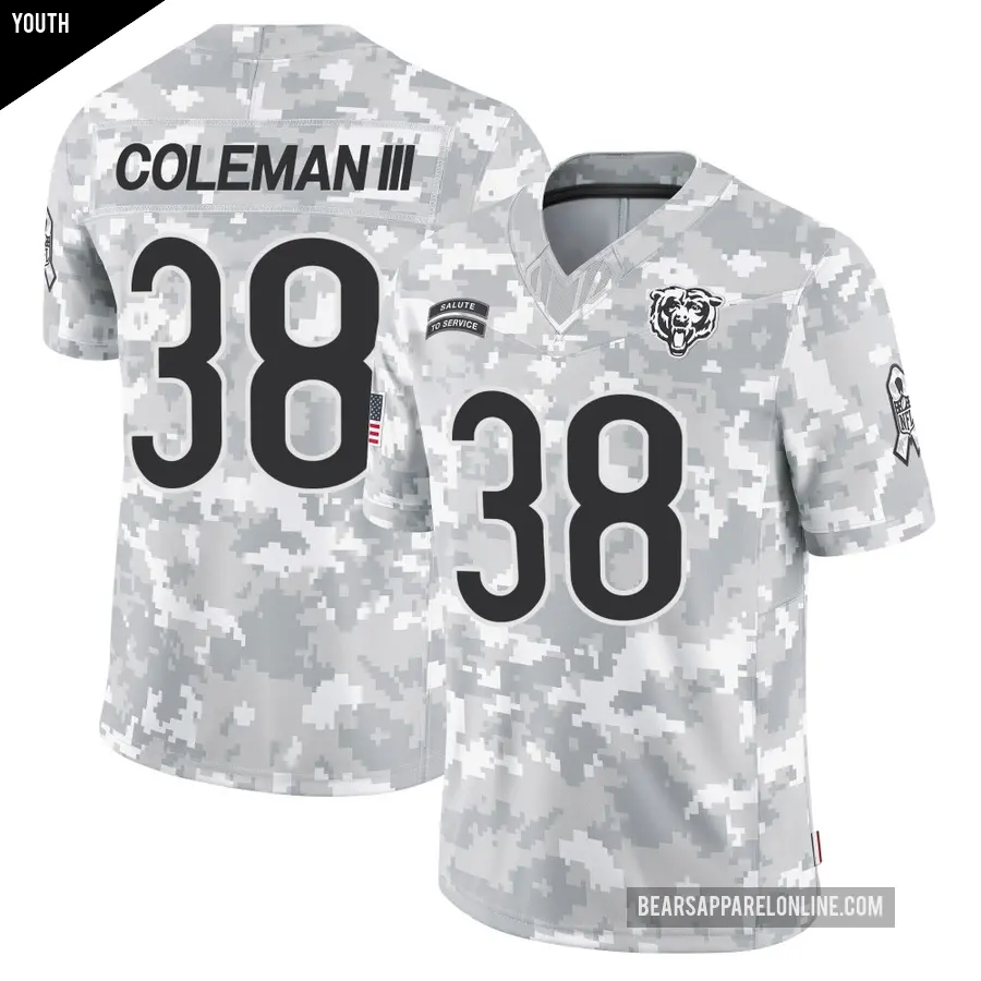 Youth Chicago Bears ＃38 Douglas Coleman III Arctic Camo Limited 2024 Salute to Service Jersey