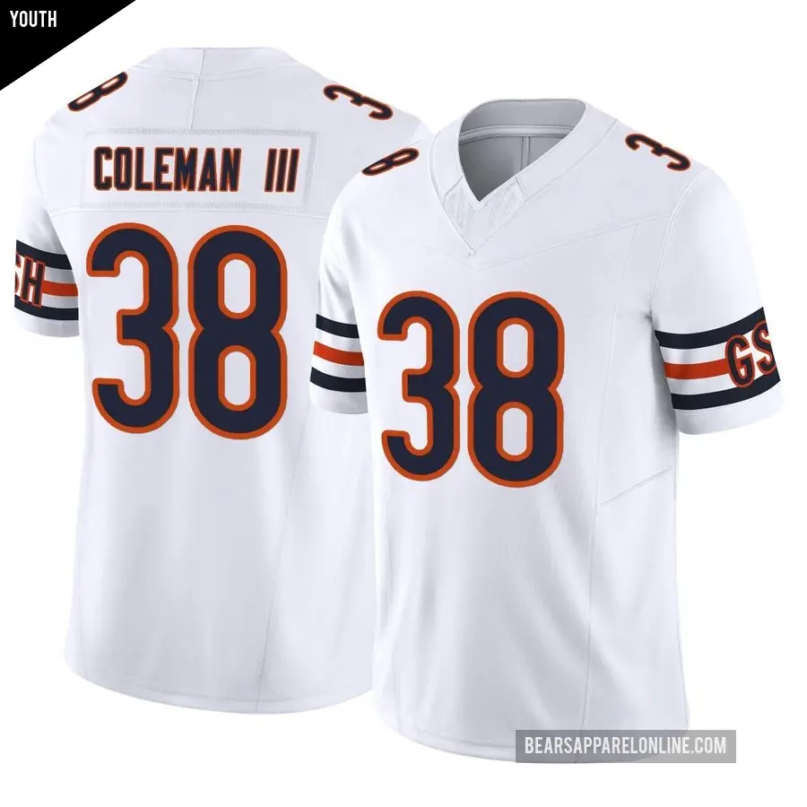 Youth Chicago Bears ＃38 Douglas Coleman III White Limited Vapor F.U.S.E. Jersey
