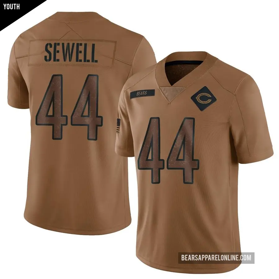 Youth Chicago Bears ＃44 Noah Sewell Brown Limited 2023 Salute To Service Jersey