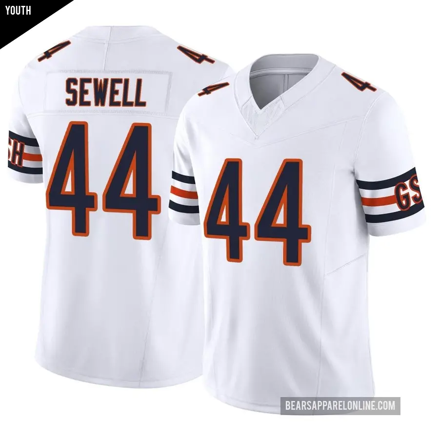 Youth Chicago Bears ＃44 Noah Sewell White Limited Vapor F.U.S.E. Jersey