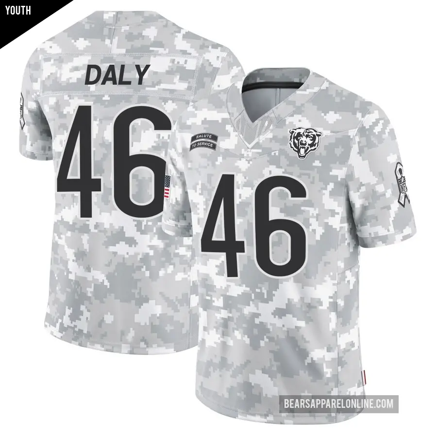 Youth Chicago Bears ＃46 Scott Daly Arctic Camo Limited 2024 Salute to Service Jersey