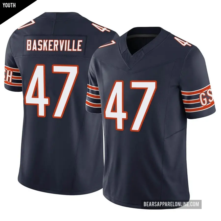 Youth Chicago Bears ＃47 Micah Baskerville Navy Limited Vapor F.U.S.E. Jersey