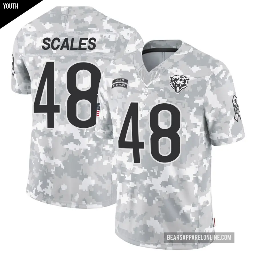 Youth Chicago Bears ＃48 Patrick Scales Arctic Camo Limited 2024 Salute to Service Jersey