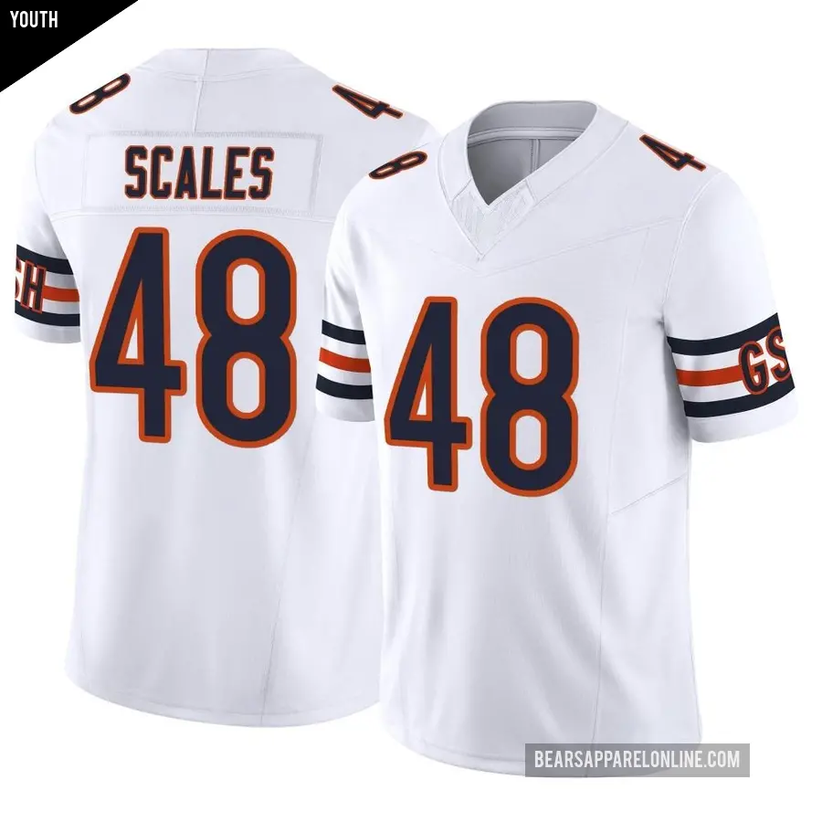 Youth Chicago Bears ＃48 Patrick Scales White Limited Vapor F.U.S.E. Jersey
