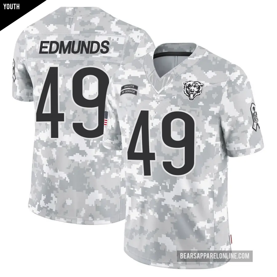 Youth Chicago Bears ＃49 Tremaine Edmunds Arctic Camo Limited 2024 Salute to Service Jersey