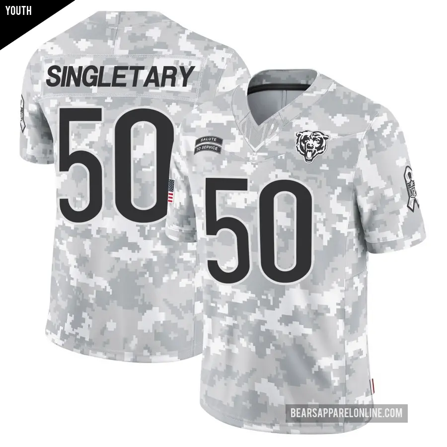 Youth Chicago Bears ＃50 Mike Singletary Arctic Camo Limited 2024 Salute to Service Jersey