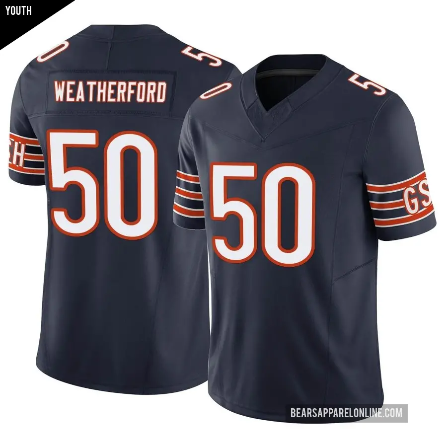 Youth Chicago Bears ＃50 Sterling Weatherford Navy Limited Vapor F.U.S.E. Jersey