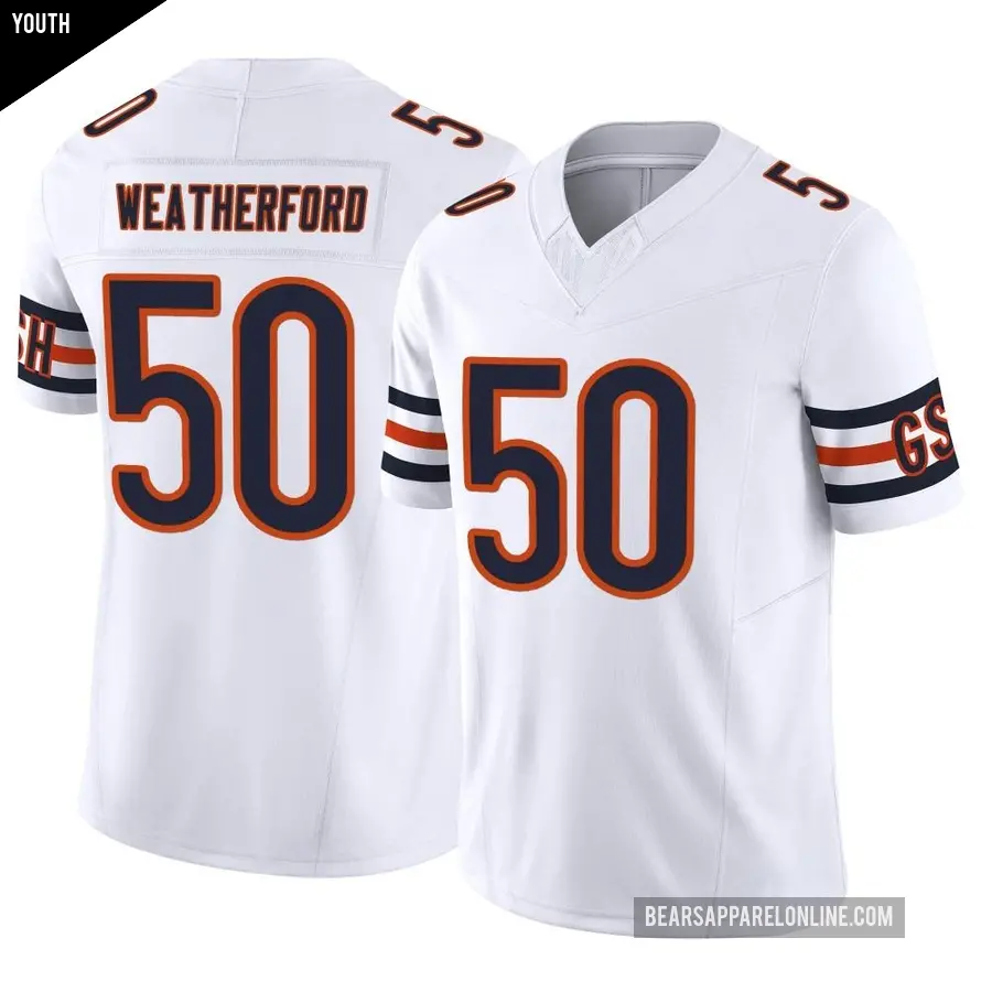 Youth Chicago Bears ＃50 Sterling Weatherford White Limited Vapor F.U.S.E. Jersey
