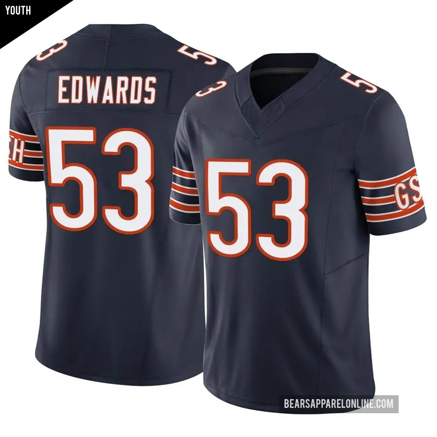Youth Chicago Bears ＃53 T.J. Edwards Navy Limited Vapor F.U.S.E. Jersey