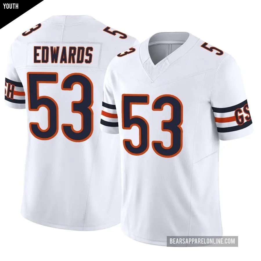 Youth Chicago Bears ＃53 T.J. Edwards White Limited Vapor F.U.S.E. Jersey