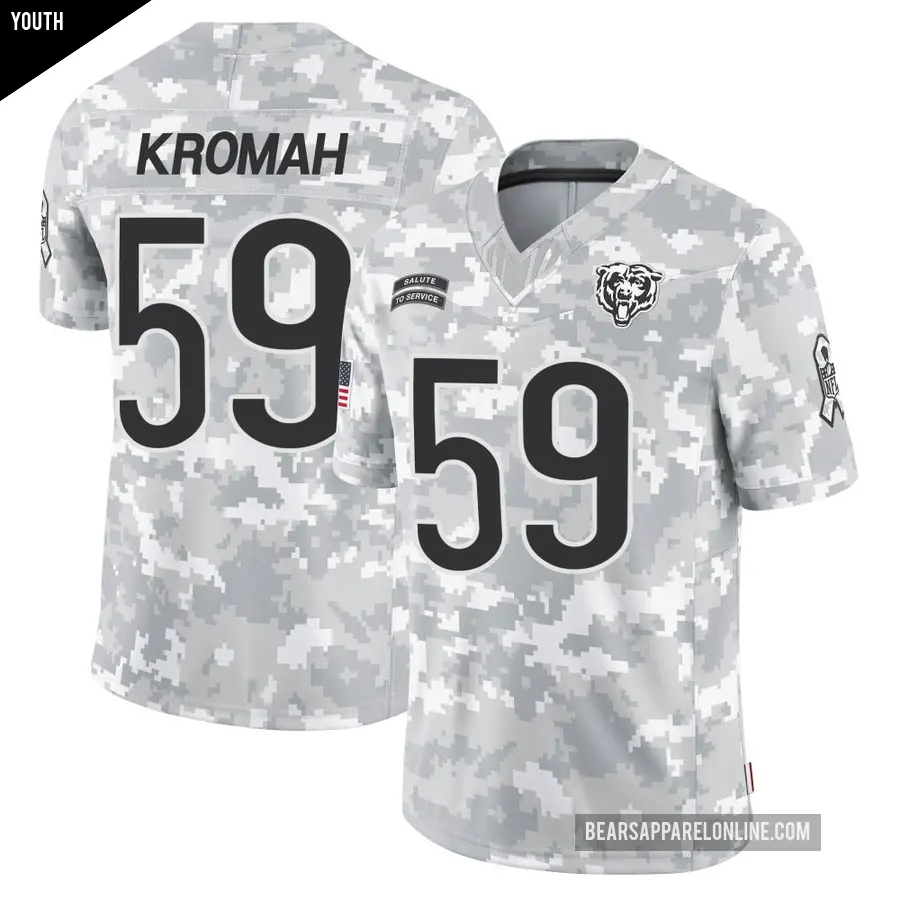 Youth Chicago Bears ＃59 Jamree Kromah Arctic Camo Limited 2024 Salute to Service Jersey