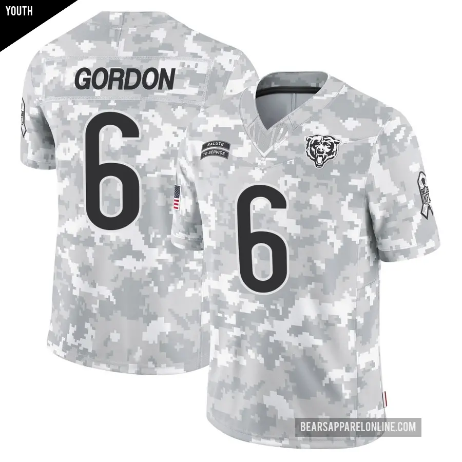 Youth Chicago Bears ＃6 Kyler Gordon Arctic Camo Limited 2024 Salute to Service Jersey