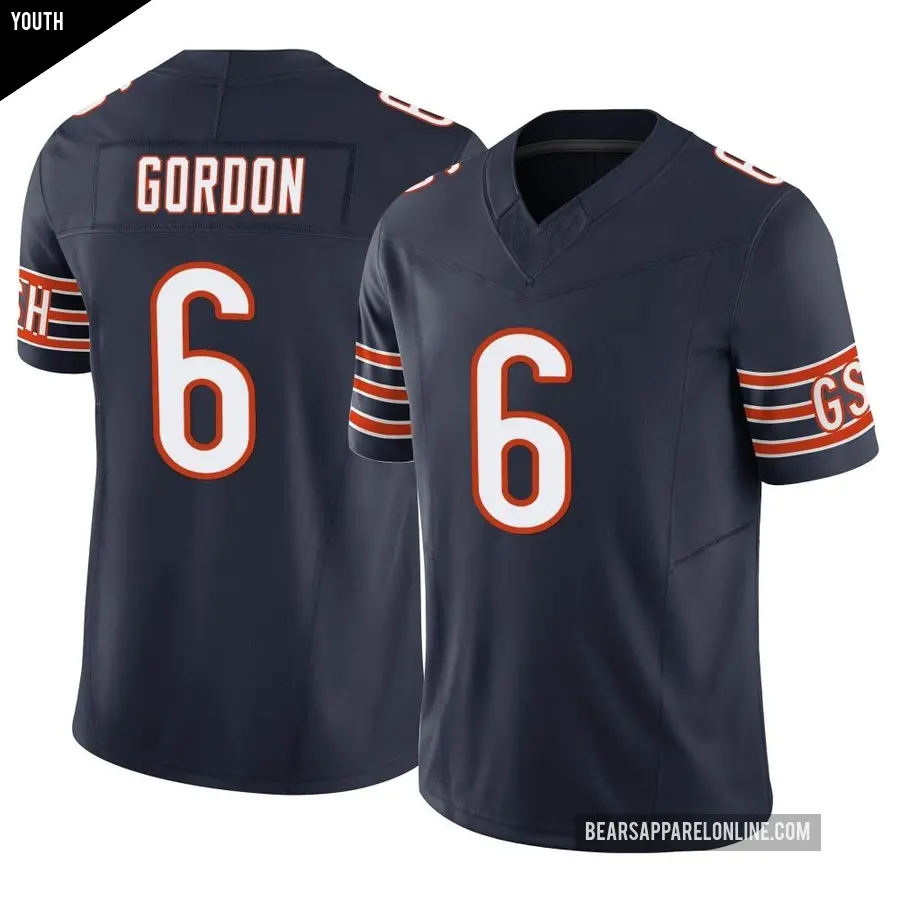 Youth Chicago Bears ＃6 Kyler Gordon Navy Limited Vapor F.U.S.E. Jersey