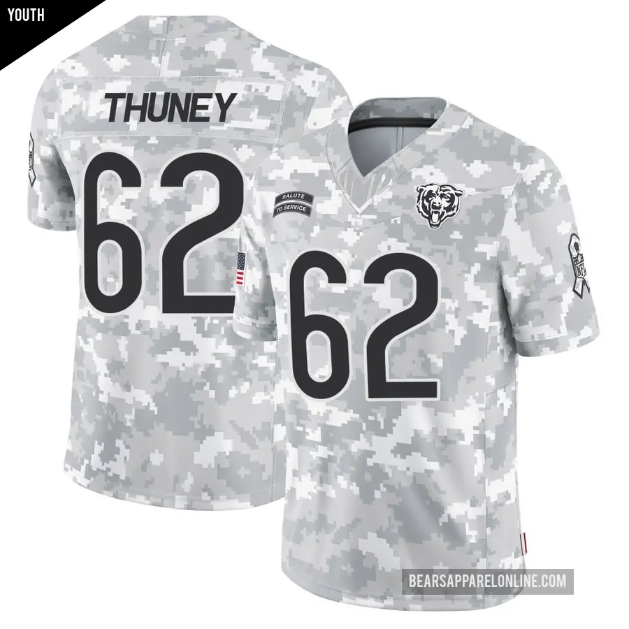 Youth Chicago Bears ＃62 Joe Thuney Arctic Camo Limited 2024 Salute to Service Jersey