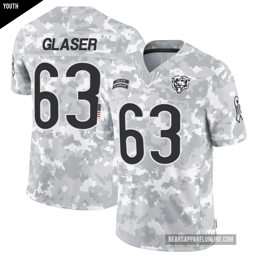 Youth Chicago Bears ＃63 Chris Glaser Arctic Camo Limited 2024 Salute to Service Jersey