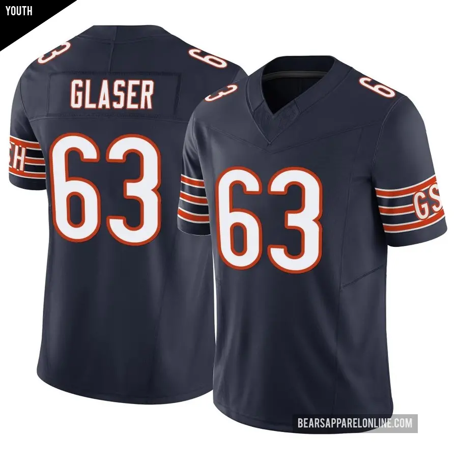 Youth Chicago Bears ＃63 Chris Glaser Navy Limited Vapor F.U.S.E. Jersey