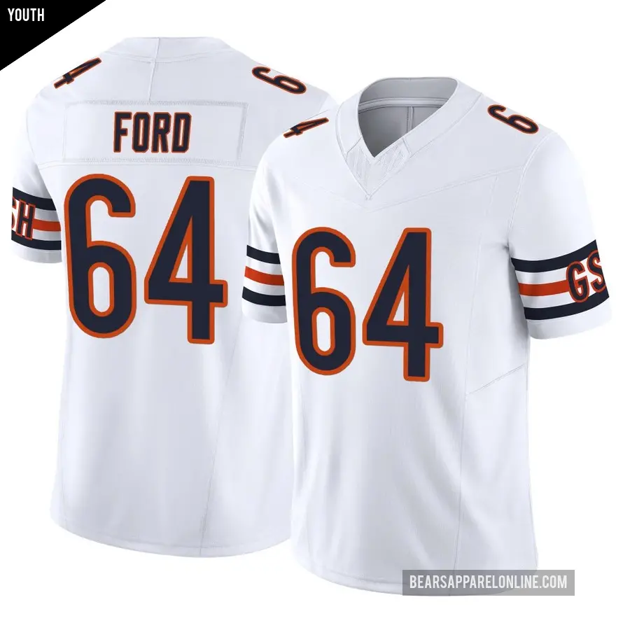 Youth Chicago Bears ＃64 Jonathan Ford White Limited Vapor F.U.S.E. Jersey