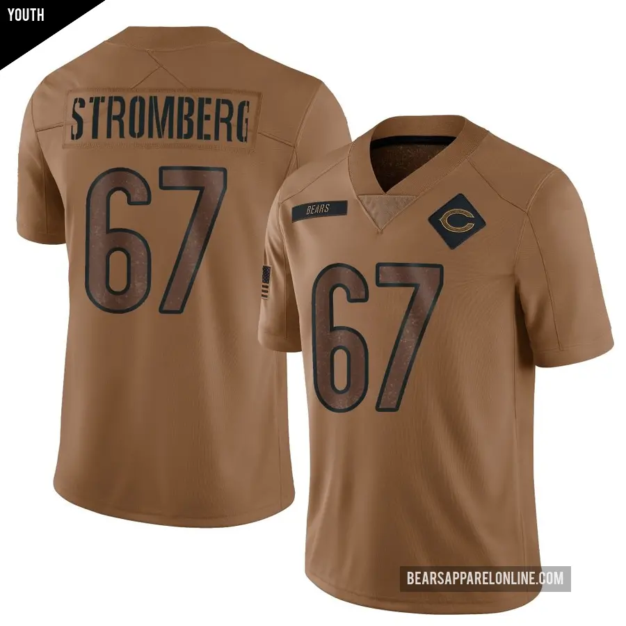 Youth Chicago Bears ＃67 Ricky Stromberg Brown Limited 2023 Salute To Service Jersey