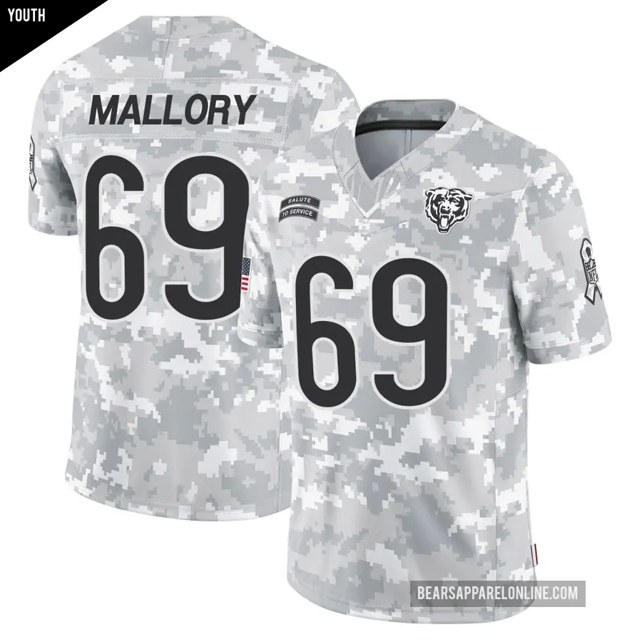 Youth Chicago Bears ＃69 Dashaun Mallory Arctic Camo Limited 2024 Salute to Service Jersey