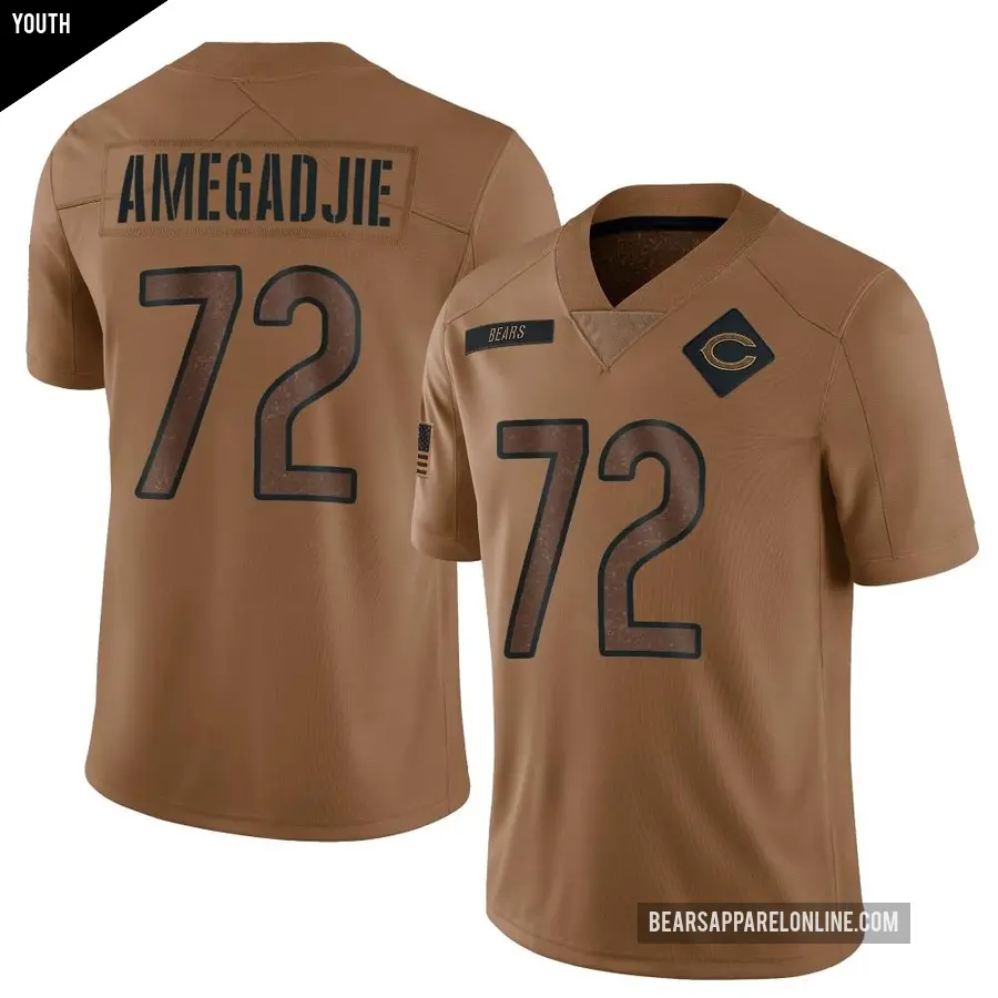 Youth Chicago Bears ＃72 Kiran Amegadjie Brown Limited 2023 Salute To Service Jersey