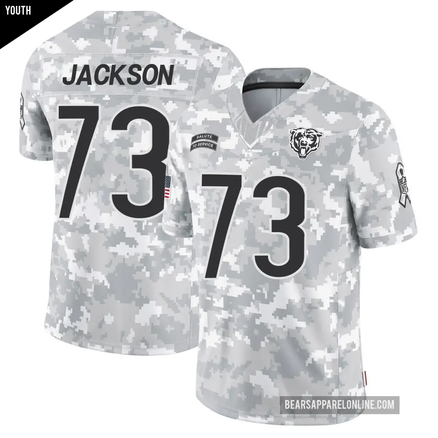 Youth Chicago Bears ＃73 Jonah Jackson Arctic Camo Limited 2024 Salute to Service Jersey