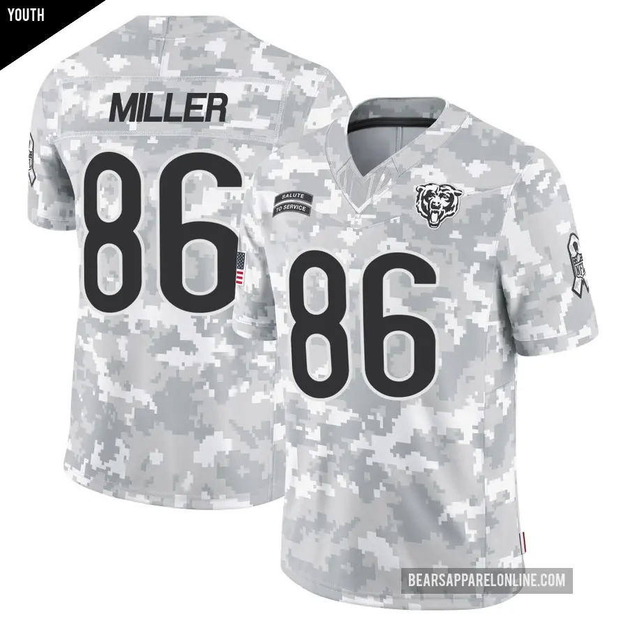 Youth Chicago Bears ＃86 Zach Miller Arctic Camo Limited 2024 Salute to Service Jersey