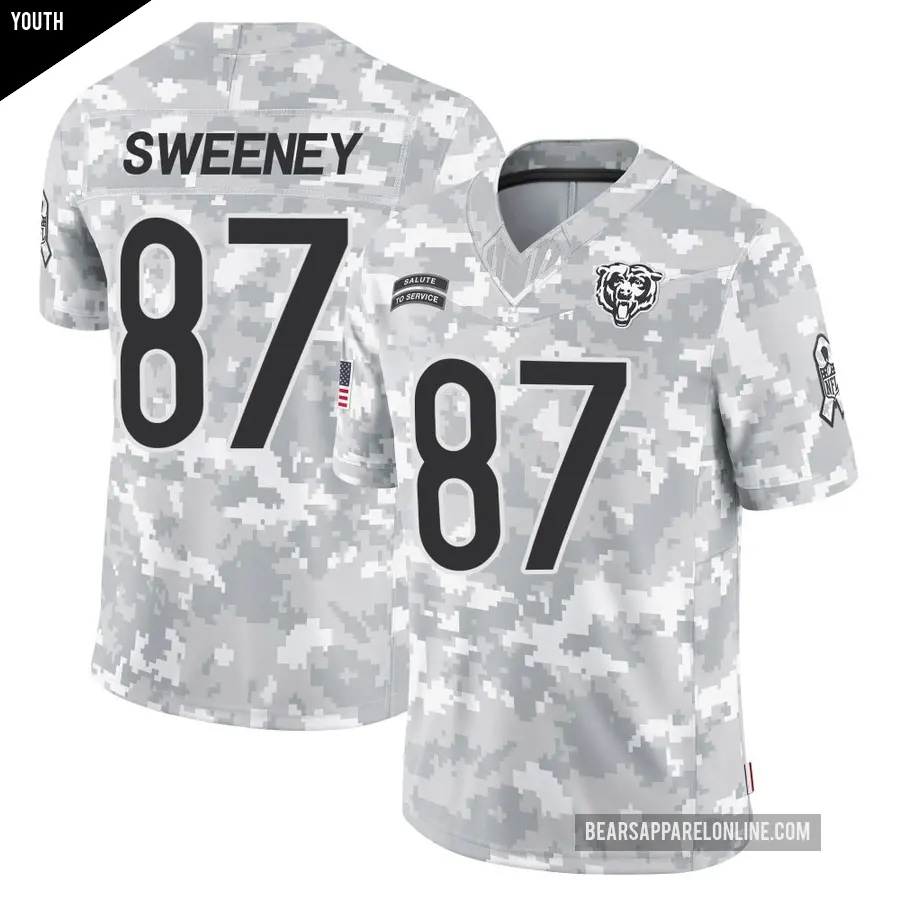 Youth Chicago Bears ＃87 Tommy Sweeney Arctic Camo Limited 2024 Salute to Service Jersey