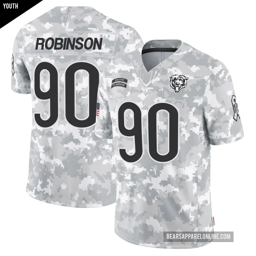 Youth Chicago Bears ＃90 Dominique Robinson Arctic Camo Limited 2024 Salute to Service Jersey