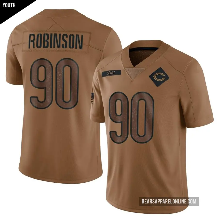 Youth Chicago Bears ＃90 Dominique Robinson Brown Limited 2023 Salute To Service Jersey
