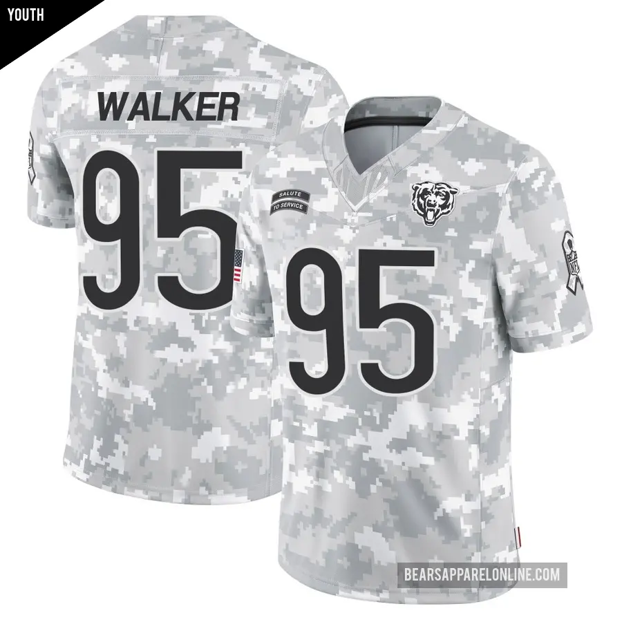 Youth Chicago Bears ＃95 DeMarcus Walker Arctic Camo Limited 2024 Salute to Service Jersey