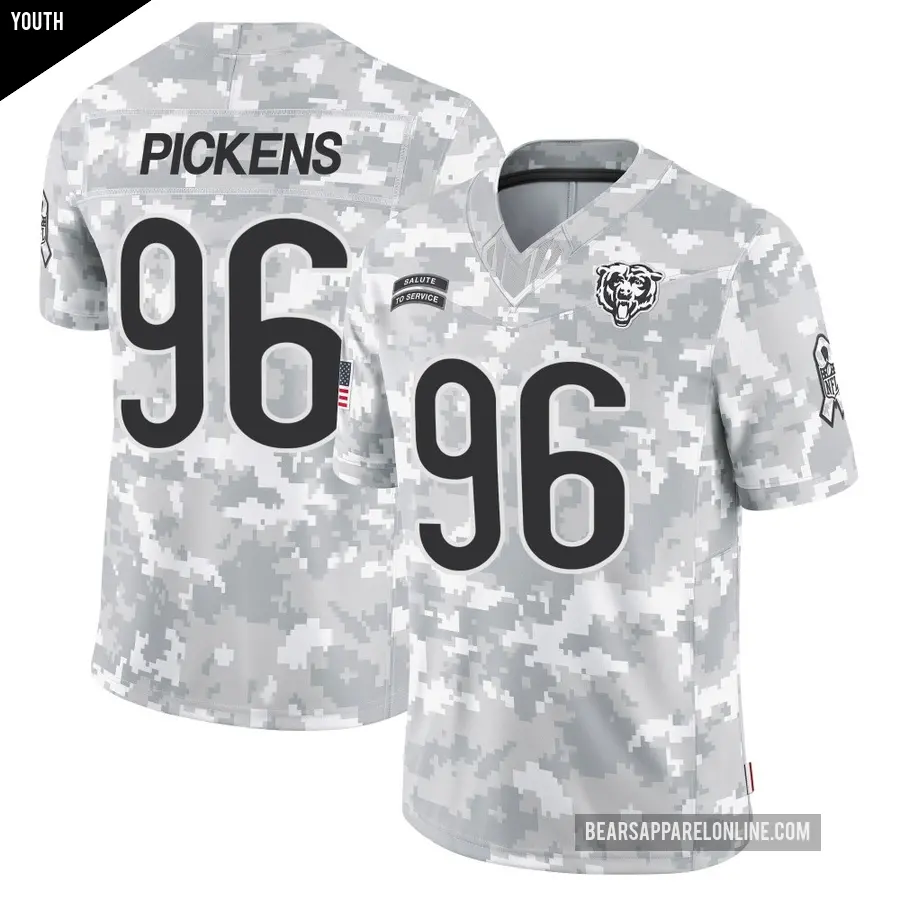 Youth Chicago Bears ＃96 Zacch Pickens Arctic Camo Limited 2024 Salute to Service Jersey