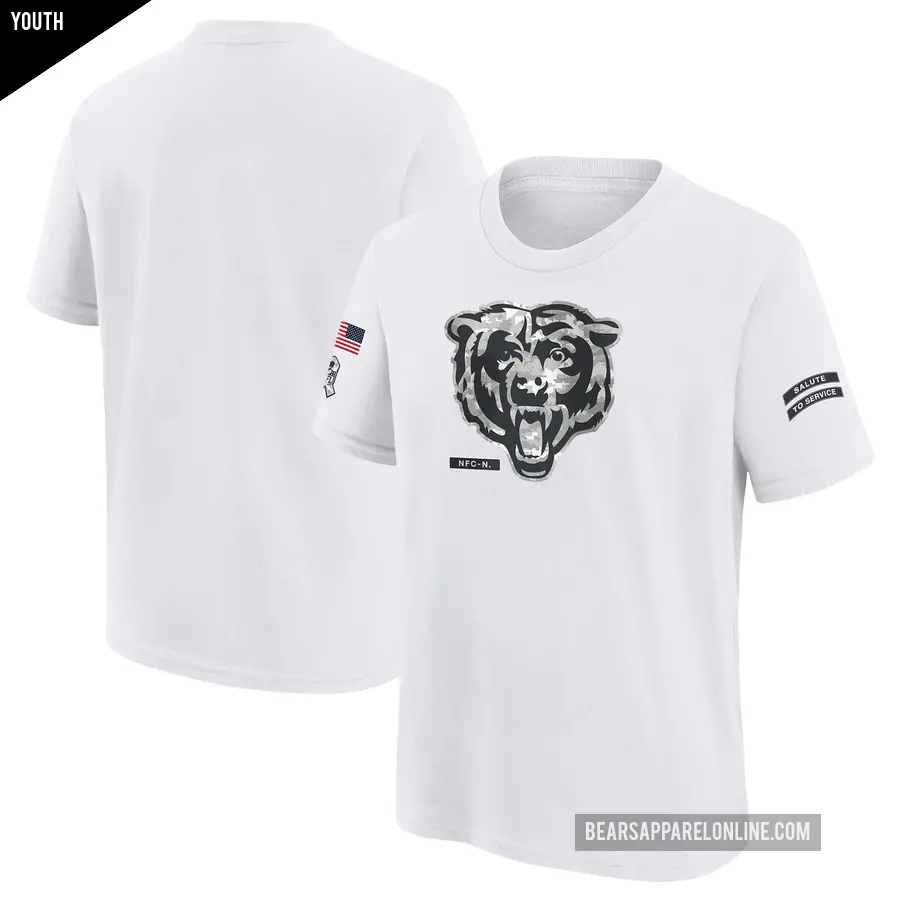 Youth Chicago Bears White 2024 Salute To Service T-Shirt
